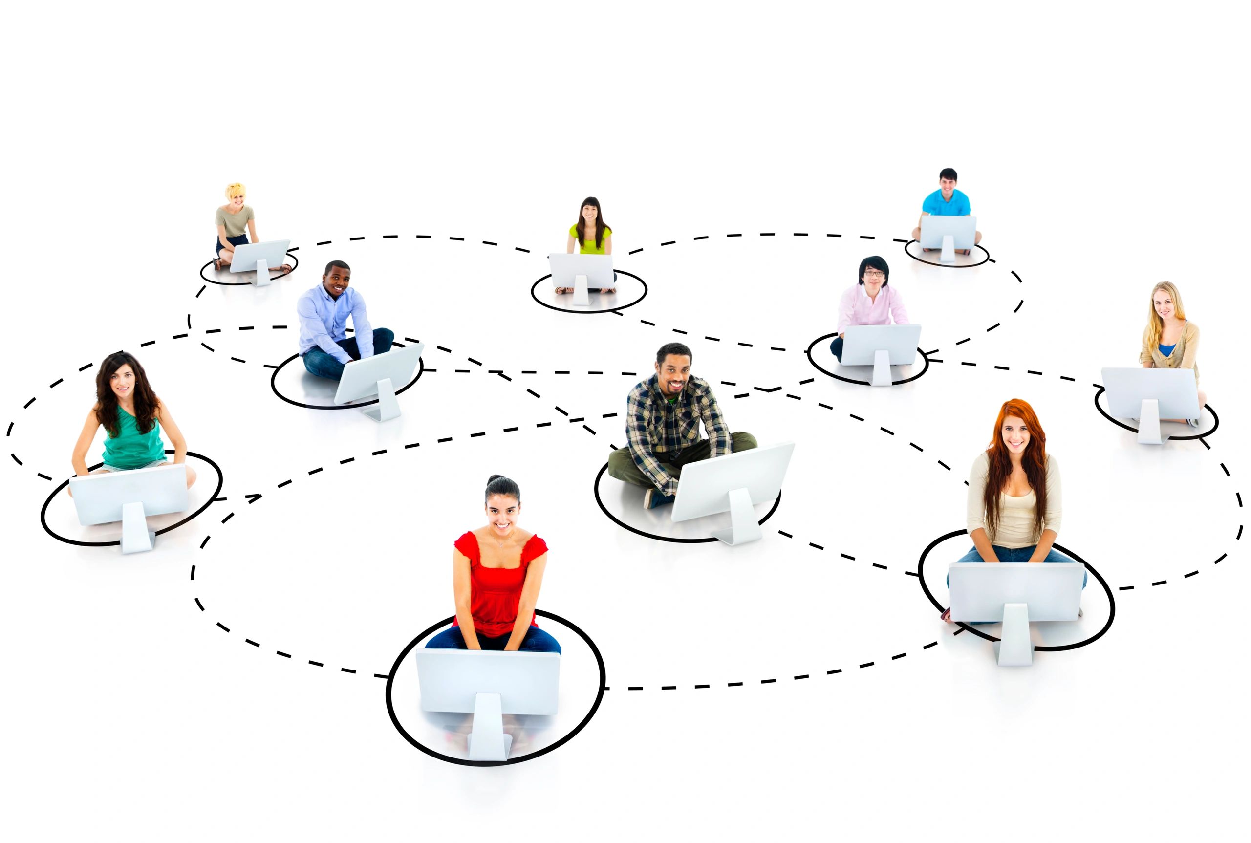 Group of Young People Social Networking